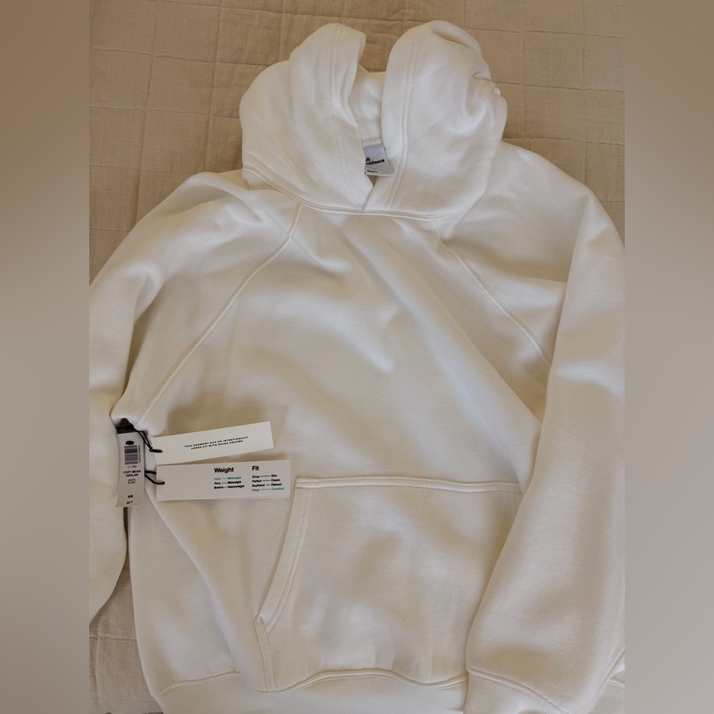 TNA sweatfleece White Hoodie with Front Pocket